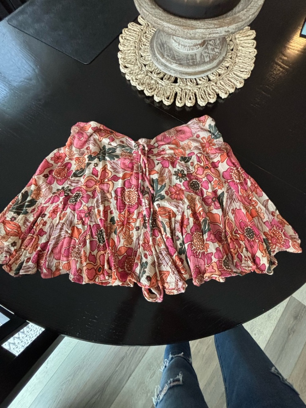 Free People Pink Floral Ruffled Skort